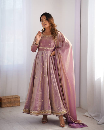 Pink color fandy silk gown for women