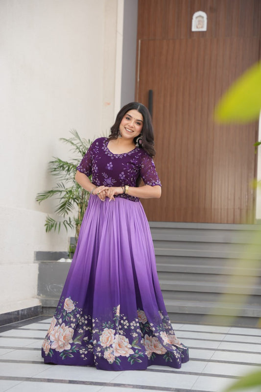 Purple color long gown 