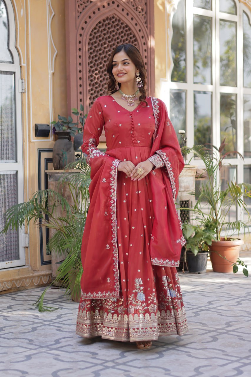 Maxi red gown for women
