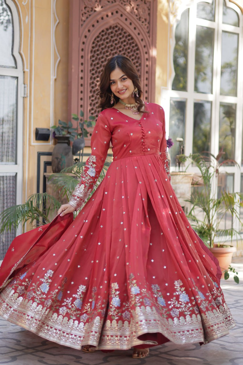 Red Anarkali Suit Design
