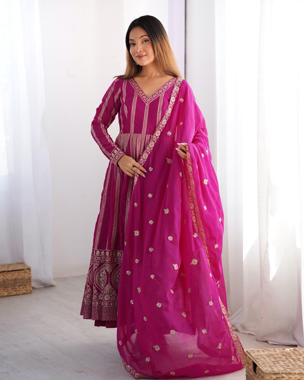 Pink color georgette gown for women