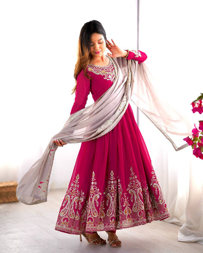 Pink color georgette salwar suit for women