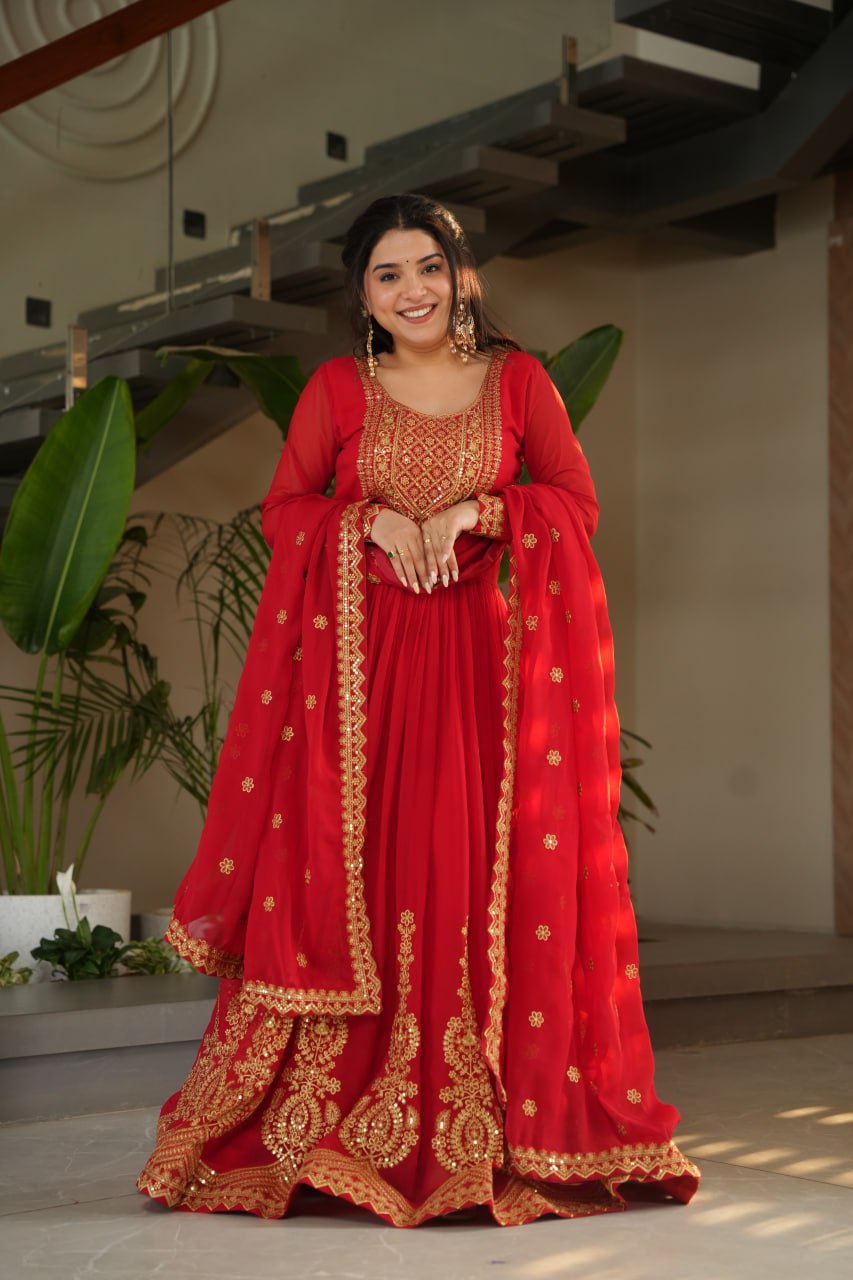 Maxi red gown for women
