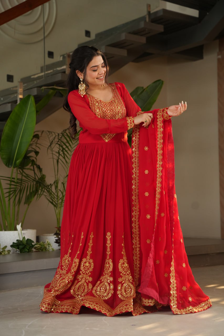Red gown for women wedding

