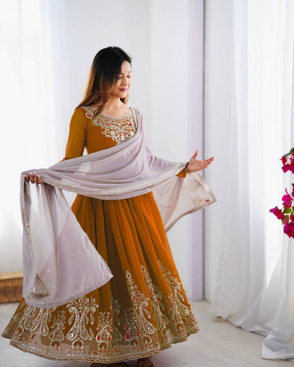 Yellow georgette sharara suit with dupatta online shopping