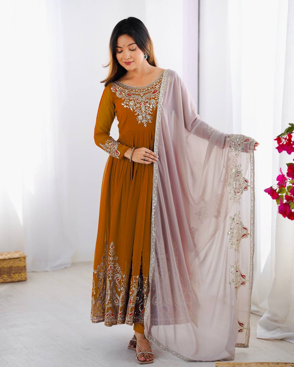 Yellow color georgette sharara suit for women
