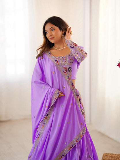 Lavender color natural crep silk lehenga choli 