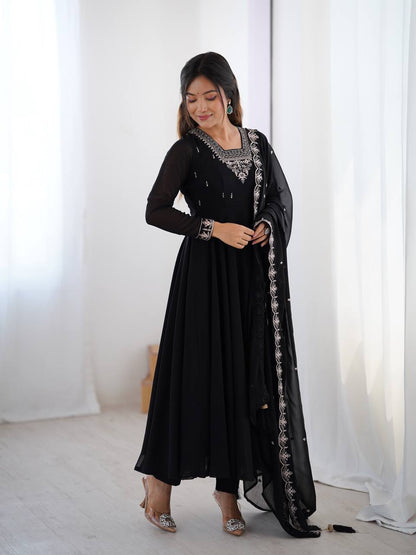 Black color georgette gown with price