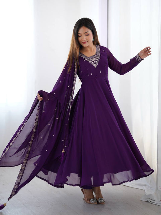 Purple color georgette salwar suit for women