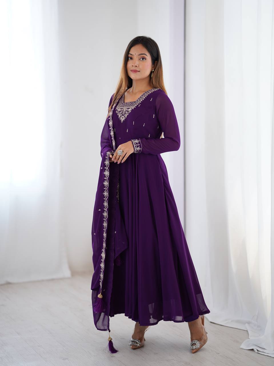 Purple color georgette salwar suit price