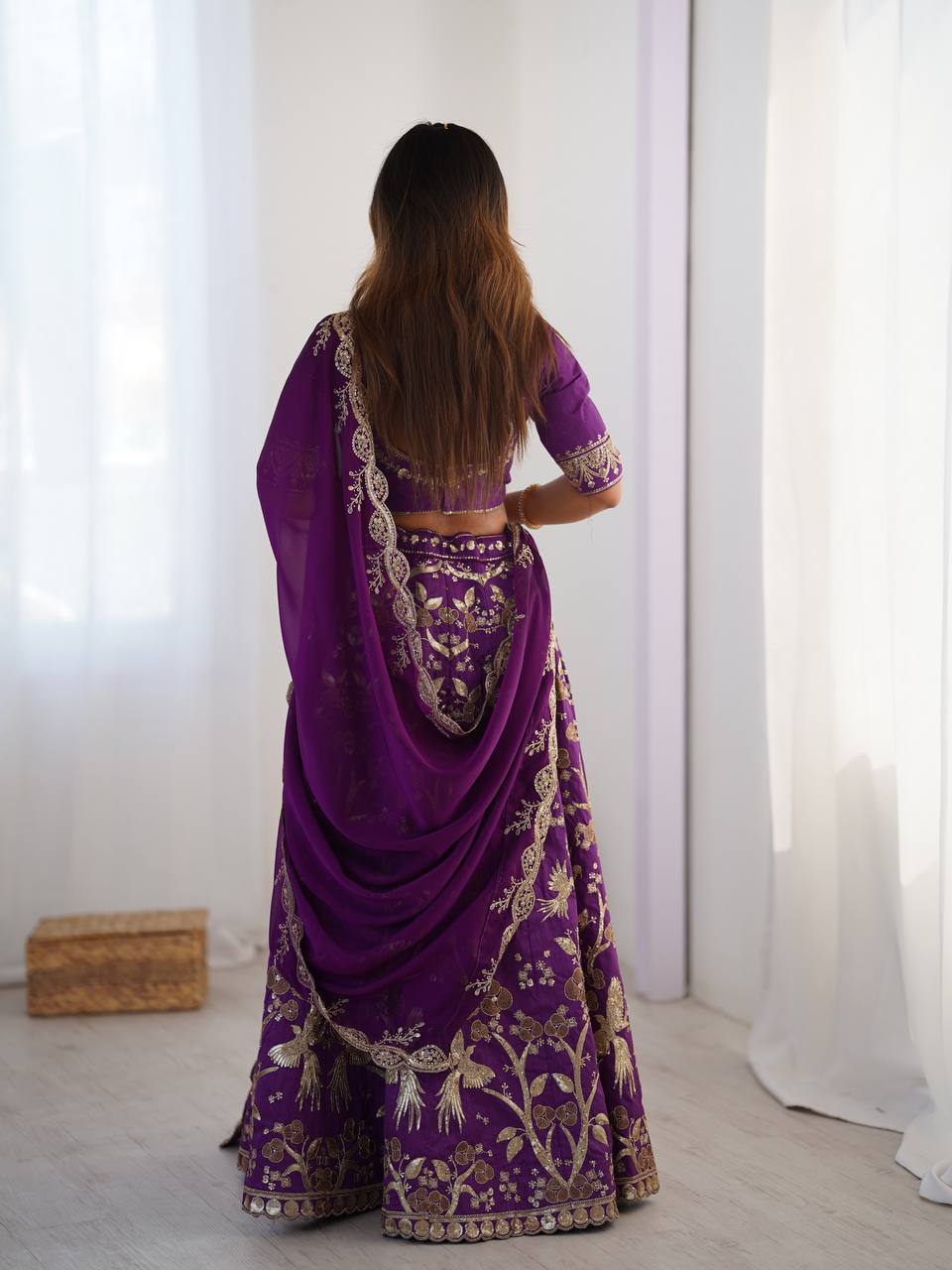 Purple color silk lehenga choli with dupatta online