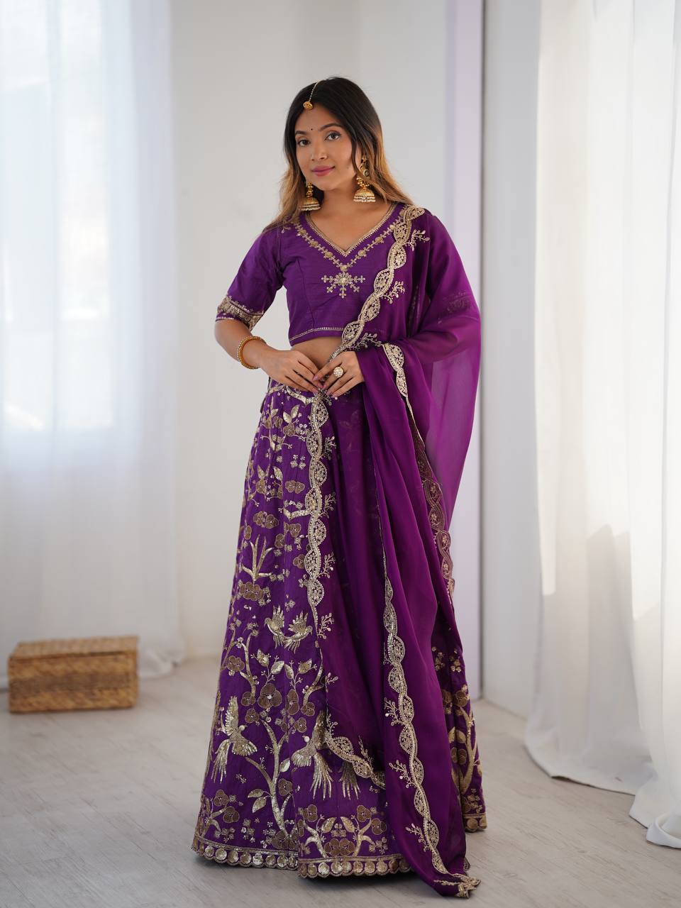 Purple color silk lehenga choli with dupatta 