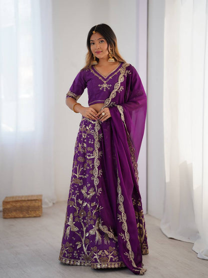 Purple color silk lehenga choli with dupatta 
