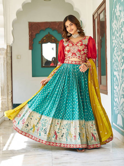 Rama shimmer lehenga choli with dupatta online