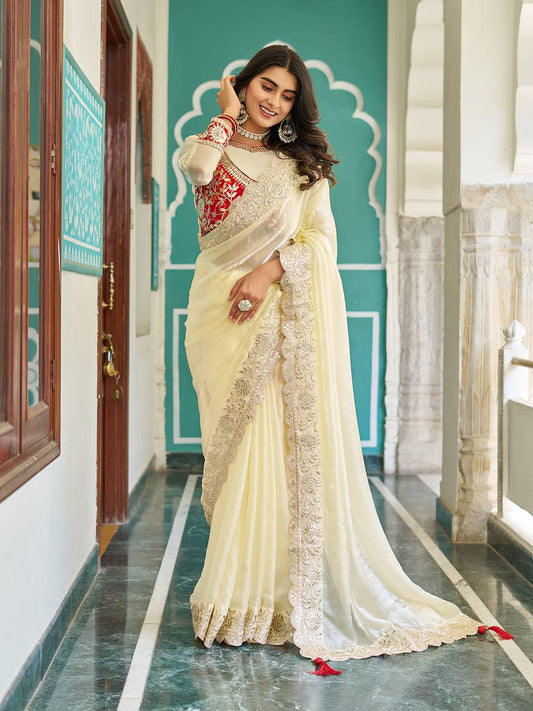 Red color fendy saree USA