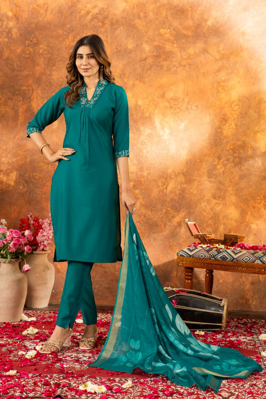 Rama color roman silk salwar suit for women
