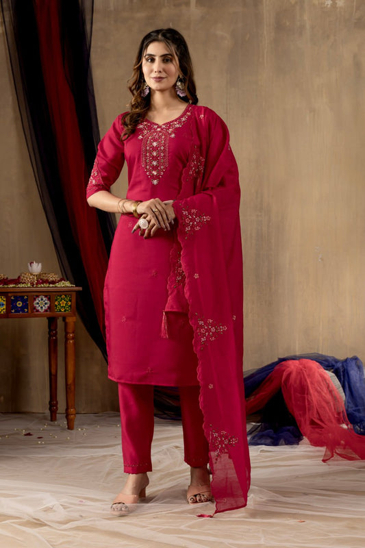 Pink color roman silk salwar suit 
