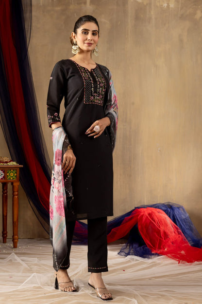 Roman silk black color salwar suit with online