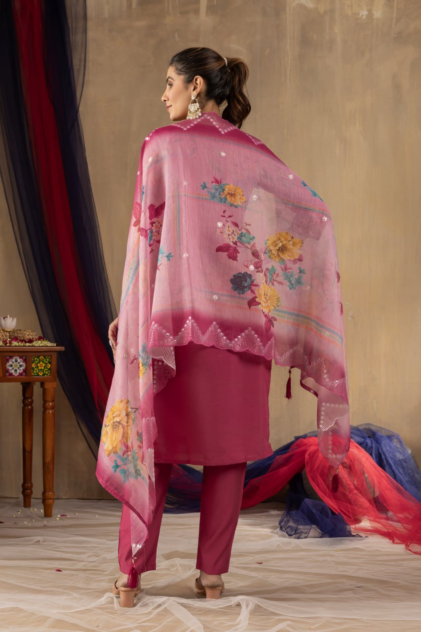 Pink color roman silk salwar kameez with price