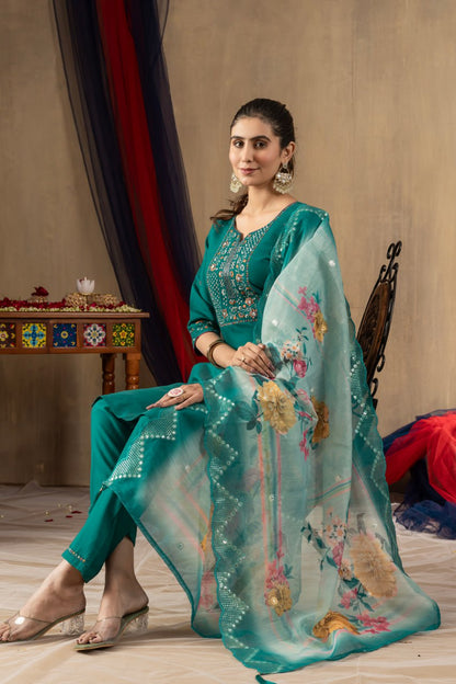 Party wear green salwar suit