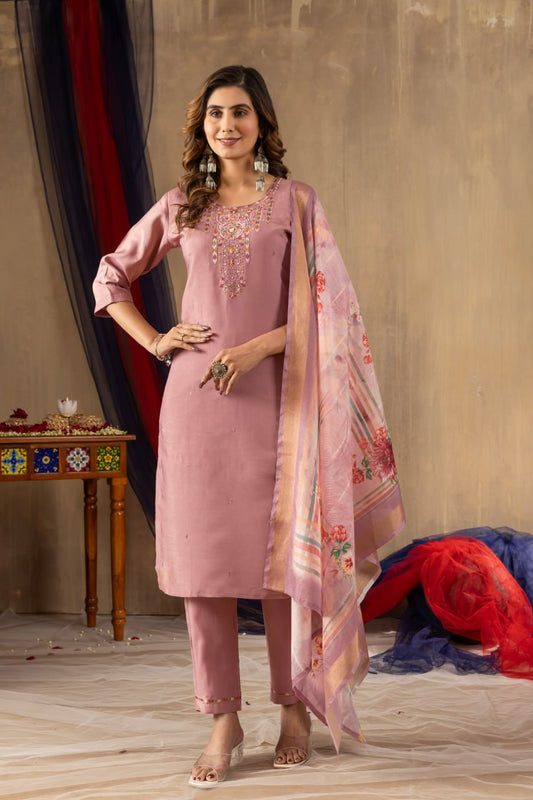 Onion color shimmer gold silk salwar suit for women