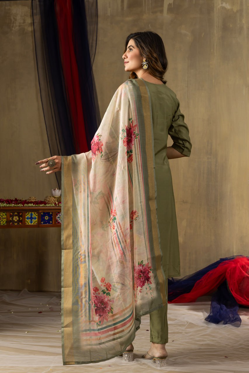 Green color stylish salwar suit 