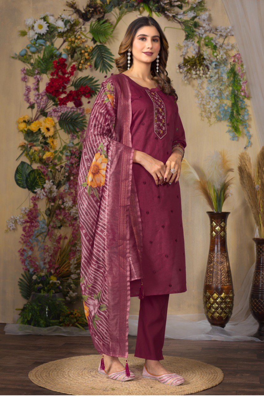 Festive wear cerise salwar suit