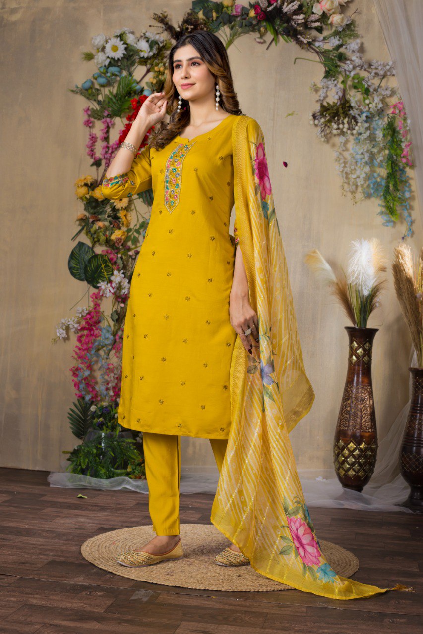 Wedding wear embroidery work suit