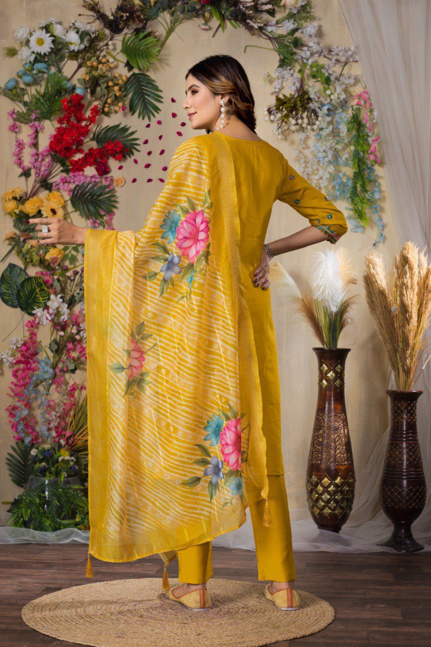 Womens yellow color salwar suit