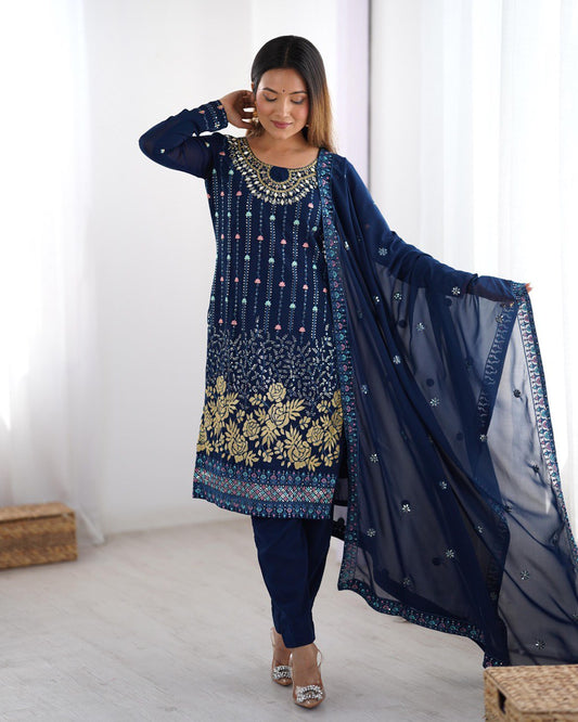 Women blue color georgette salwar suit
