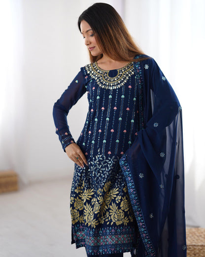 Dark blue color georgette salwar suit
