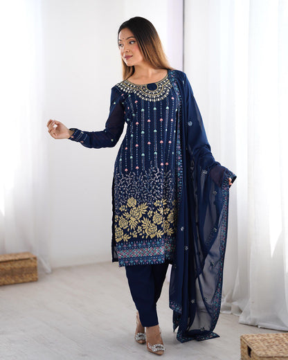 Blue color georgette salwar suit online shopping
