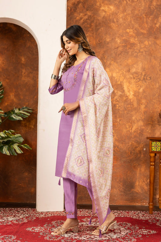 Lavender marina silk salwar suit for women online