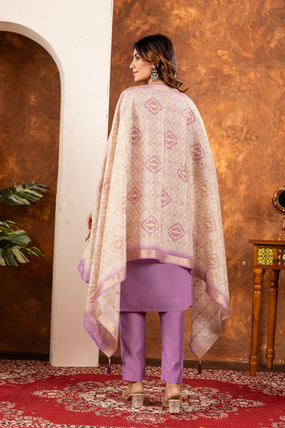 Lavender marina silk salwar suit with dupatta price