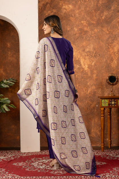 Purple marina silk salwar suit with dupatta online