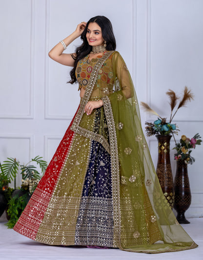 Multi color georgette lehenga choli price 