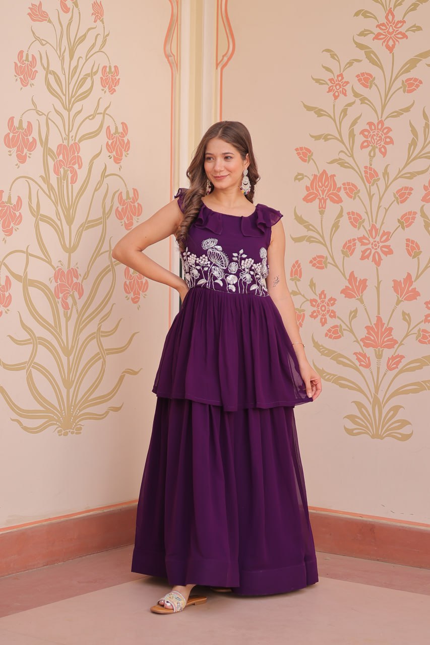 Purple color long gown