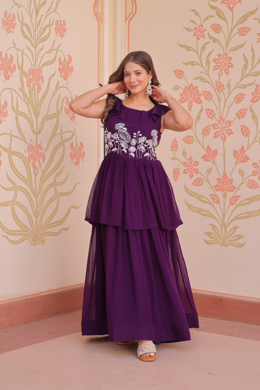Short sleeves maxi gown