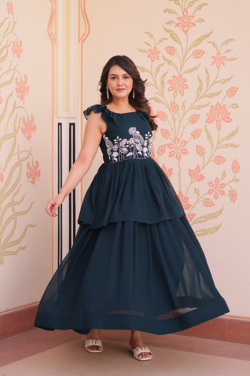 Fancy rama color long gown