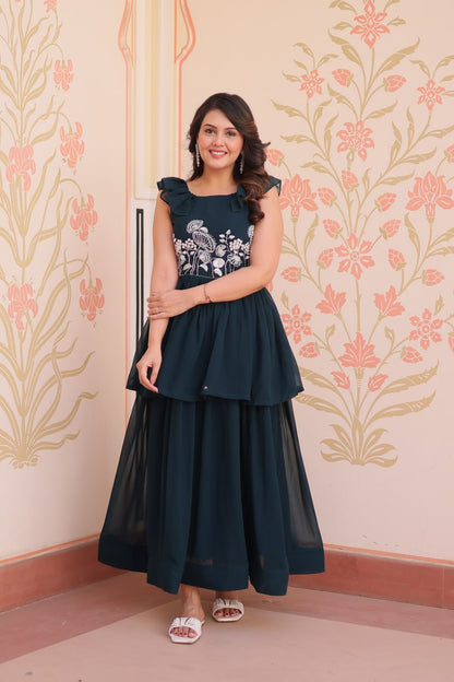 Embroidery work gown for party
