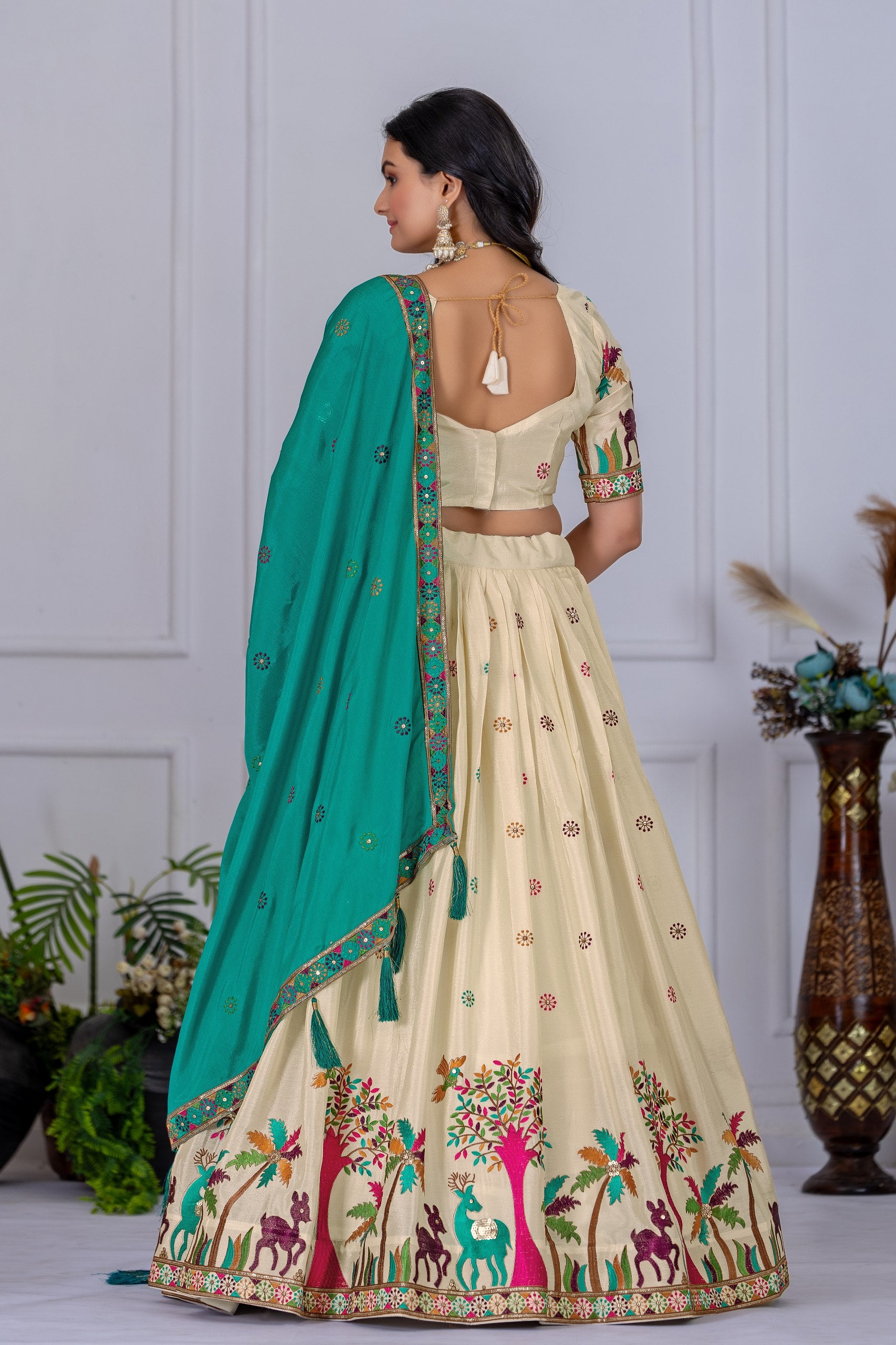 Off white color georgette lehenga choli online