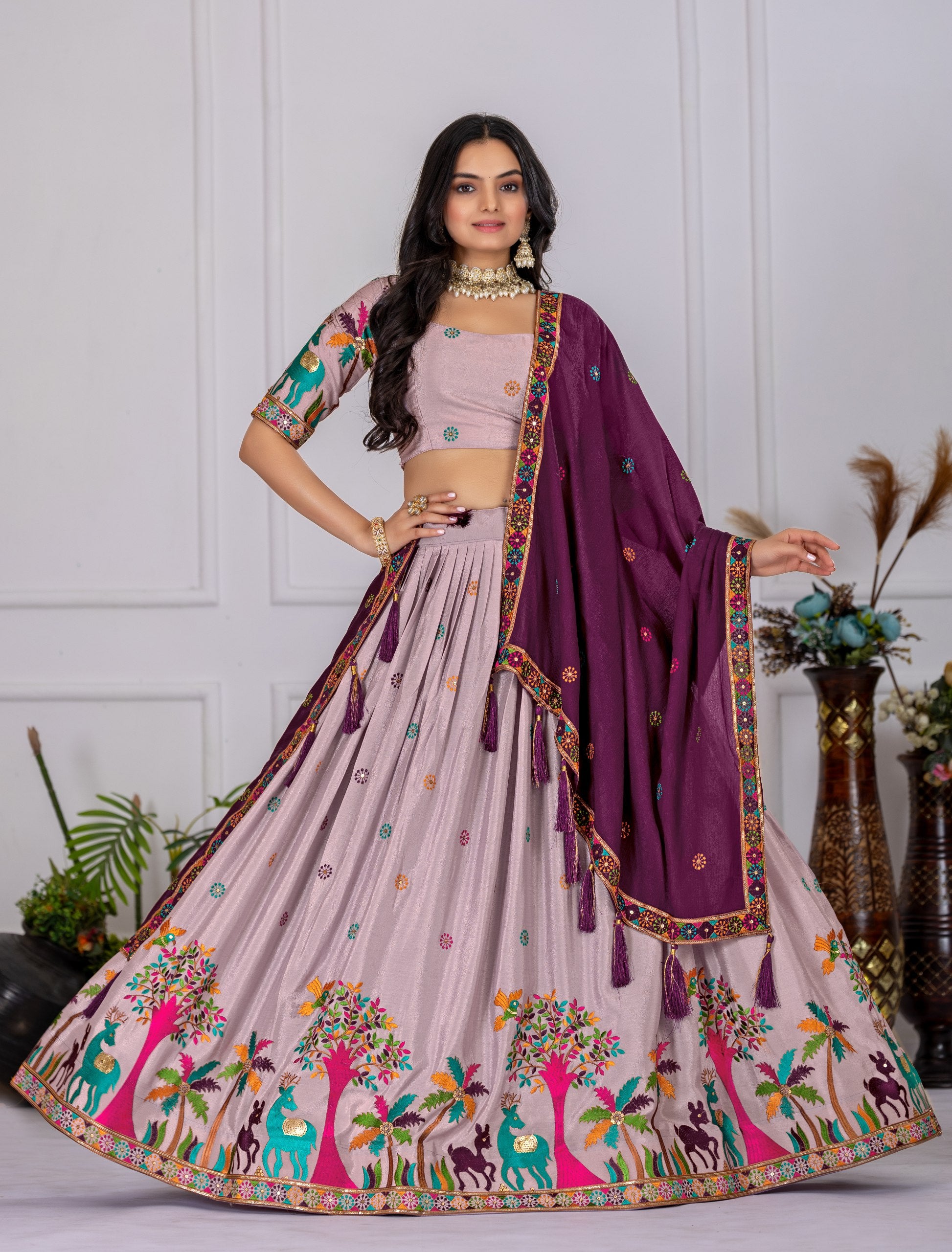 Wedding wear purple lehenga choli online