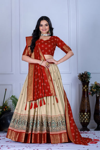 Red peach lehenga choli for women party wear
