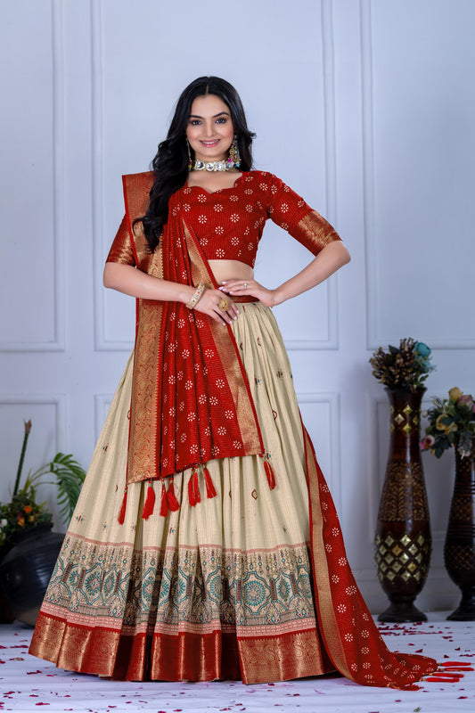 Red peach lehenga choli for women party wear
