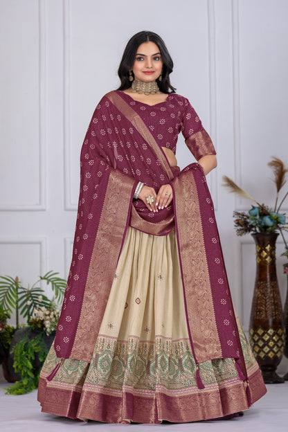 Wine color lichi lehenga choli for women