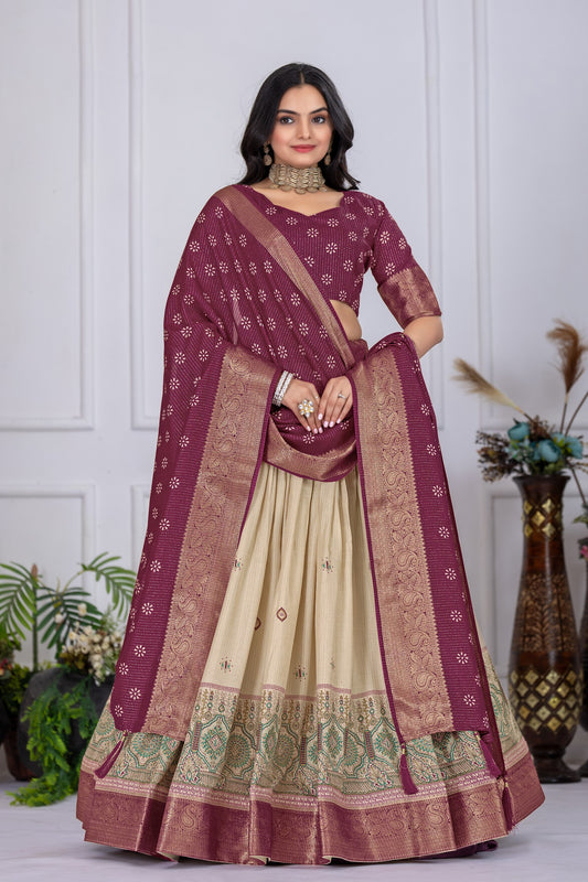 Wine color lichi lehenga choli for women