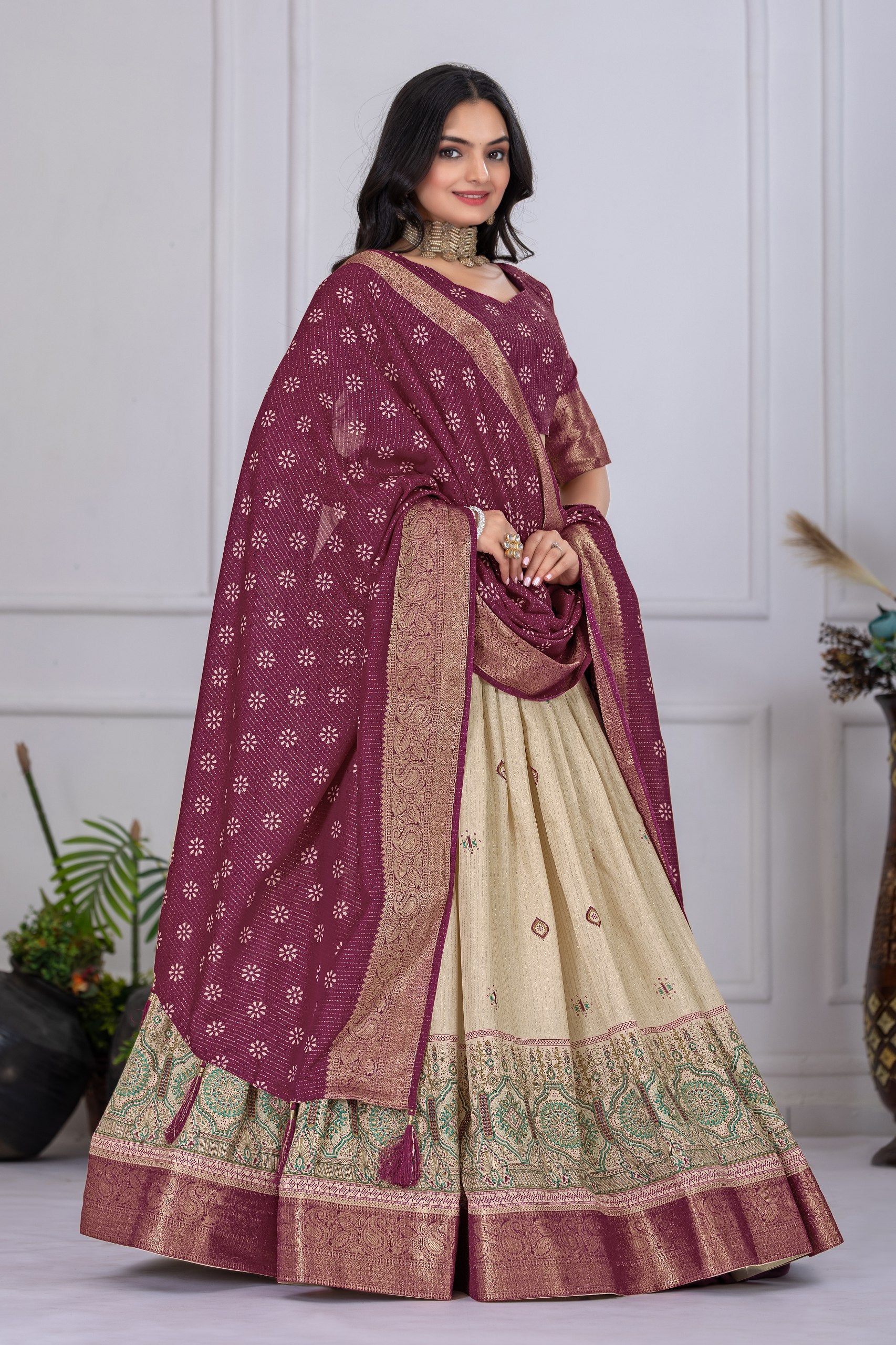 Party wear wine color chaniya choli price