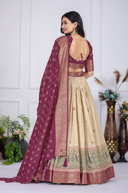 Wine color lichi with jacquard lehenga choli online
