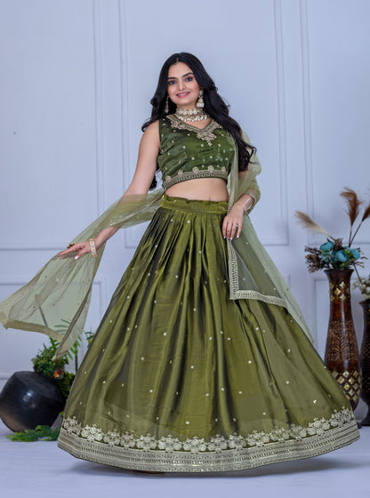 Wedding wear mehendi color chaniya choli USA