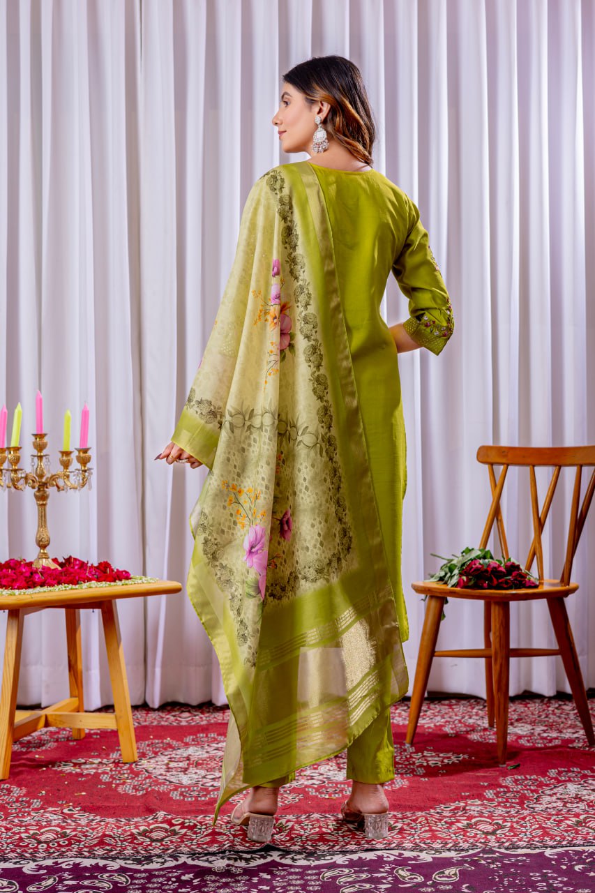 Wedding party wear green color suit